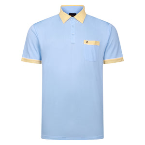 Gabicci Contrasting Collar Polo Shirt - Sky