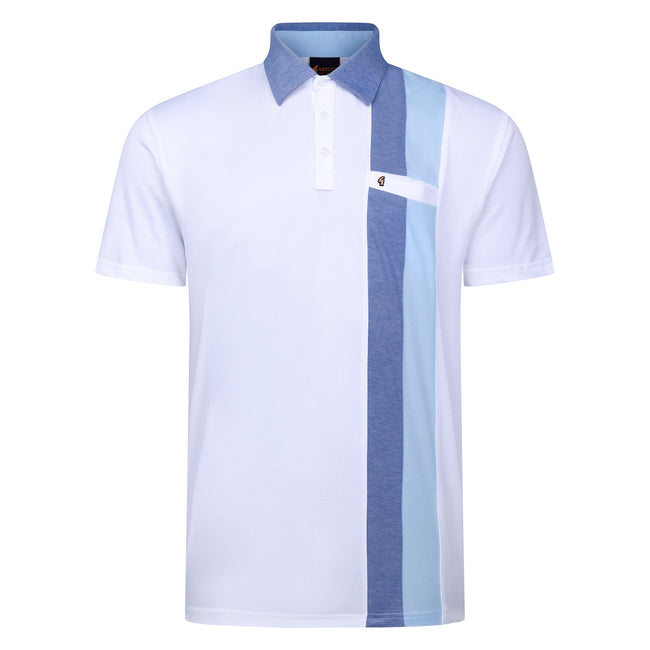 Gabicci Vertical Stripe Polo Shirt - White Hover Image
