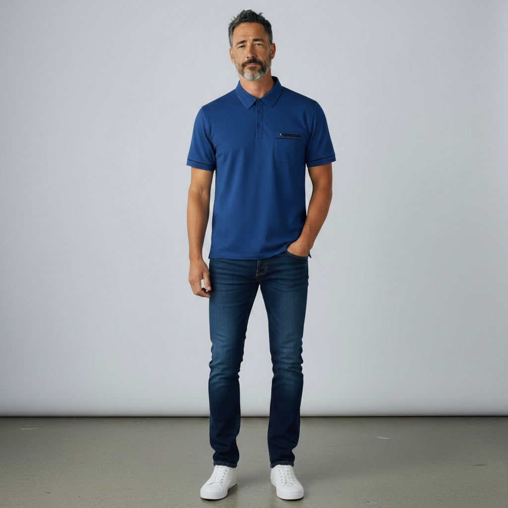 Gabicci X06 Seasonal Patterned Polo Shirt - Sapphire