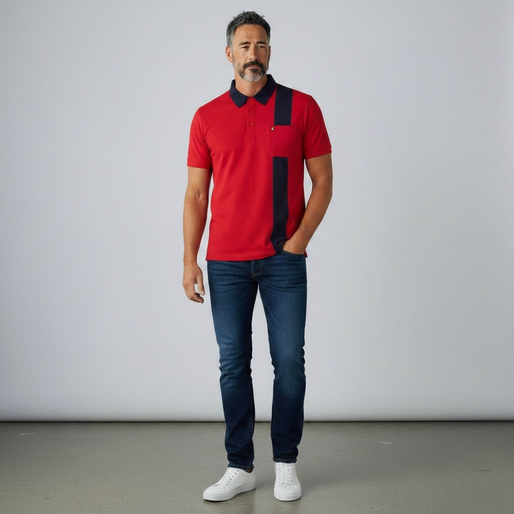 Gabicci X28 Seasonal Patterned Polo Shirt - Red