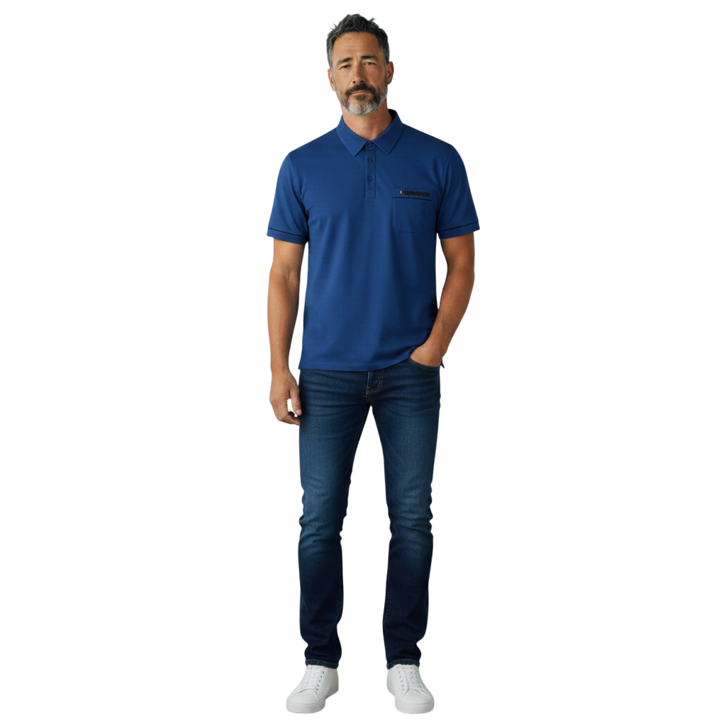 Gabicci X06 Seasonal Patterned Polo Shirt - Sapphire