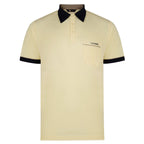 Gabicci Contrasting Collar & Cuff Patterned Jersey Polo Shirt - Corn