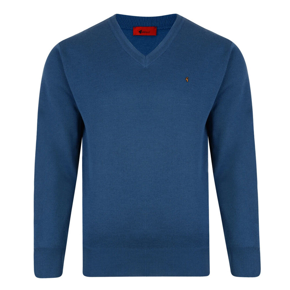 Gabicci Jumpers - K01 Classic V Neck - Denim