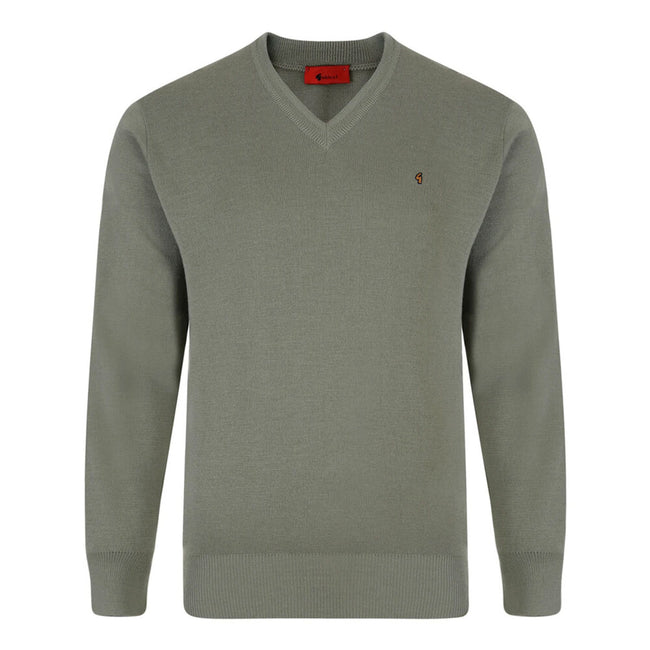 Gabicci Jumpers - K01 Classic V Neck - Olive Hover Image
