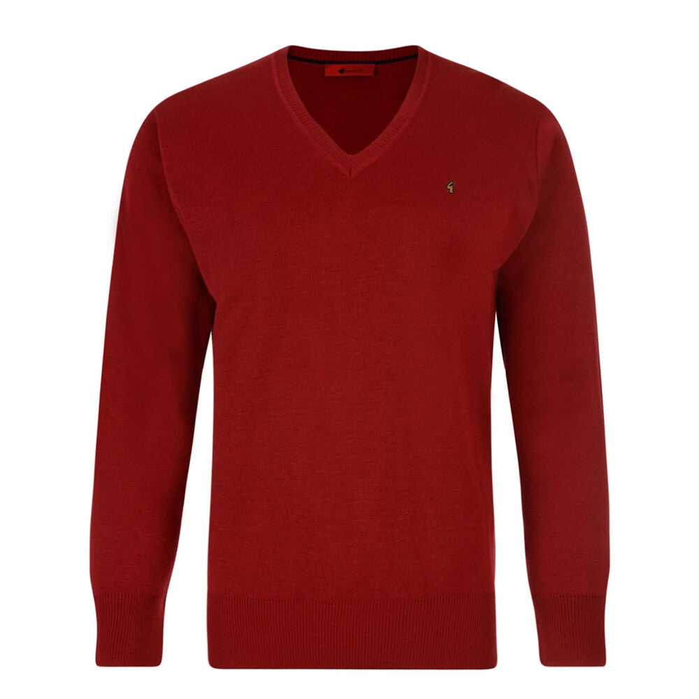 Gabicci Jumpers - K01 Classic V Neck - Red