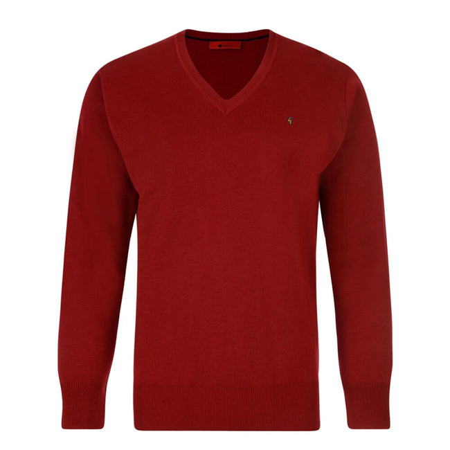 Gabicci Jumpers - K01 Classic V Neck - Red Hover Image