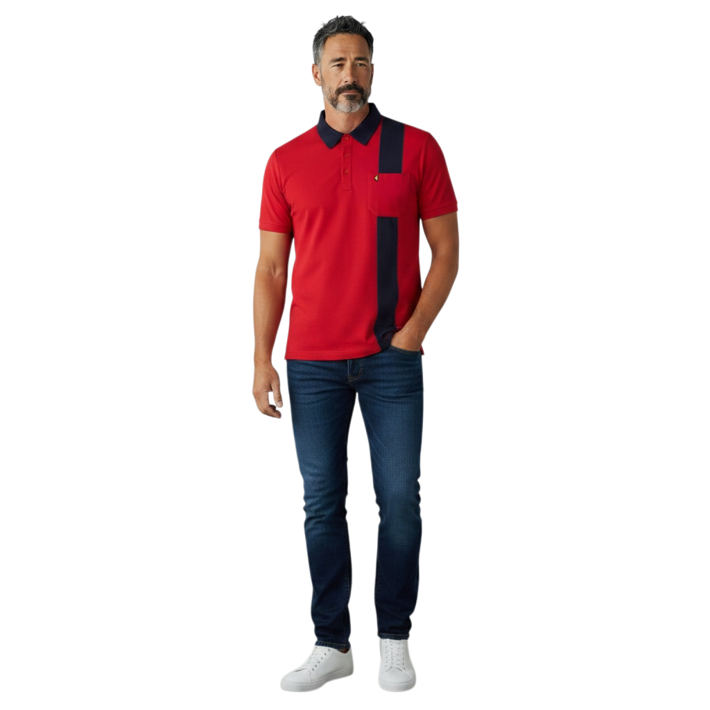 Gabicci X28 Seasonal Patterned Polo Shirt - Red