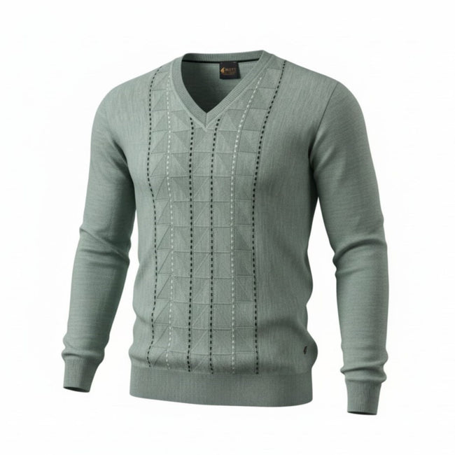 Gabicci M02 Pattern Front V Neck Jumper - Mint Hover Image