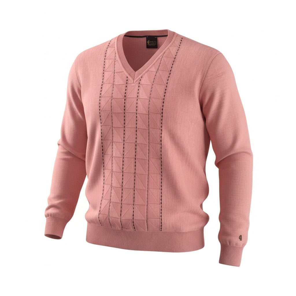Gabicci M02 Pattern Front V Neck Jumper - Candy