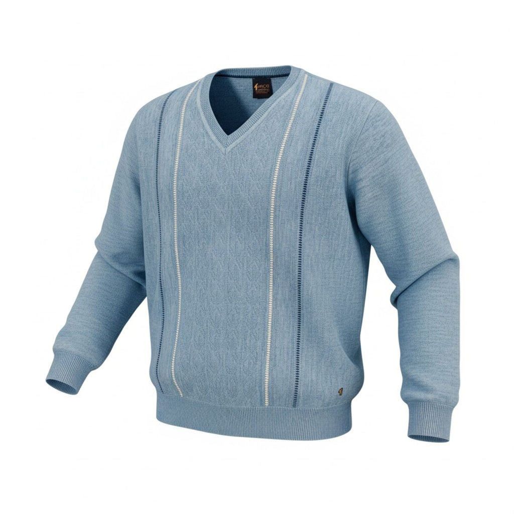Gabicci M01 Pattern Front V Neck Jumper - Surf