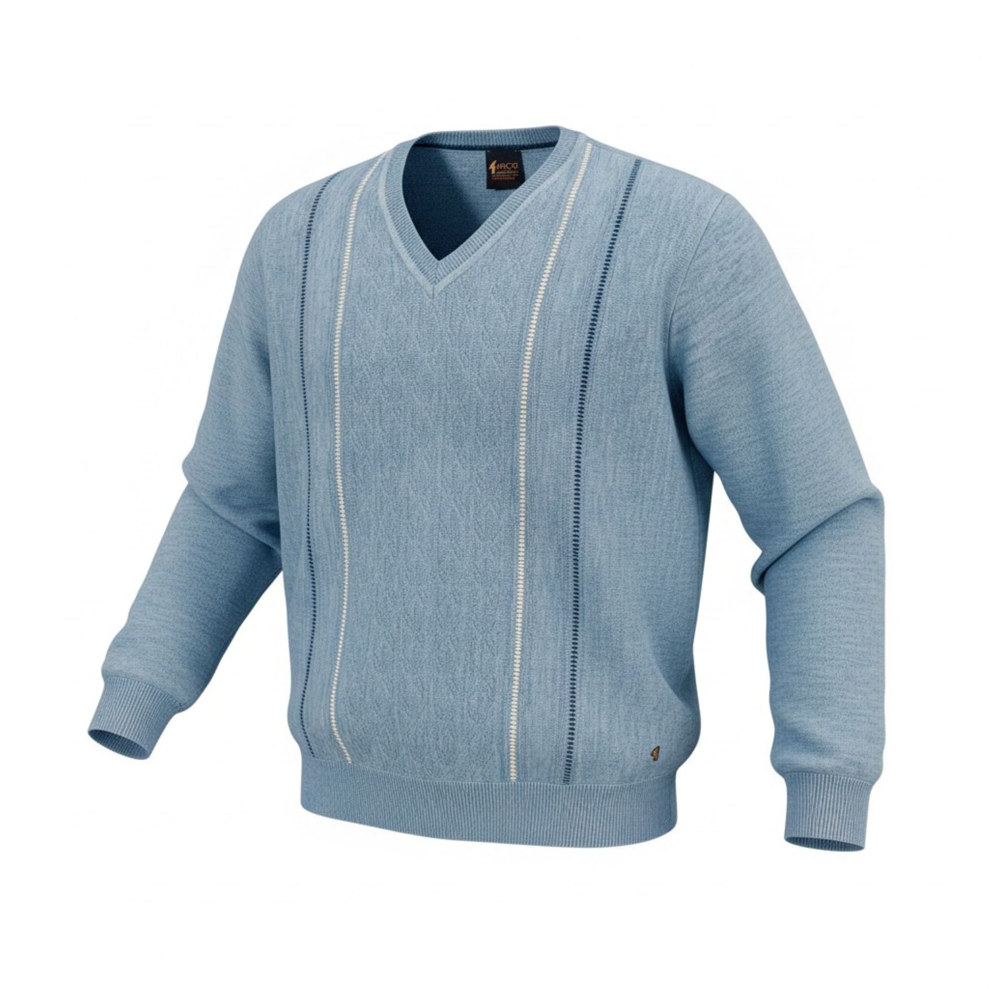 Gabicci M01 Pattern Front V Neck Jumper - Surf