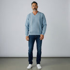 Gabicci M01 Pattern Front V Neck Jumper - Surf