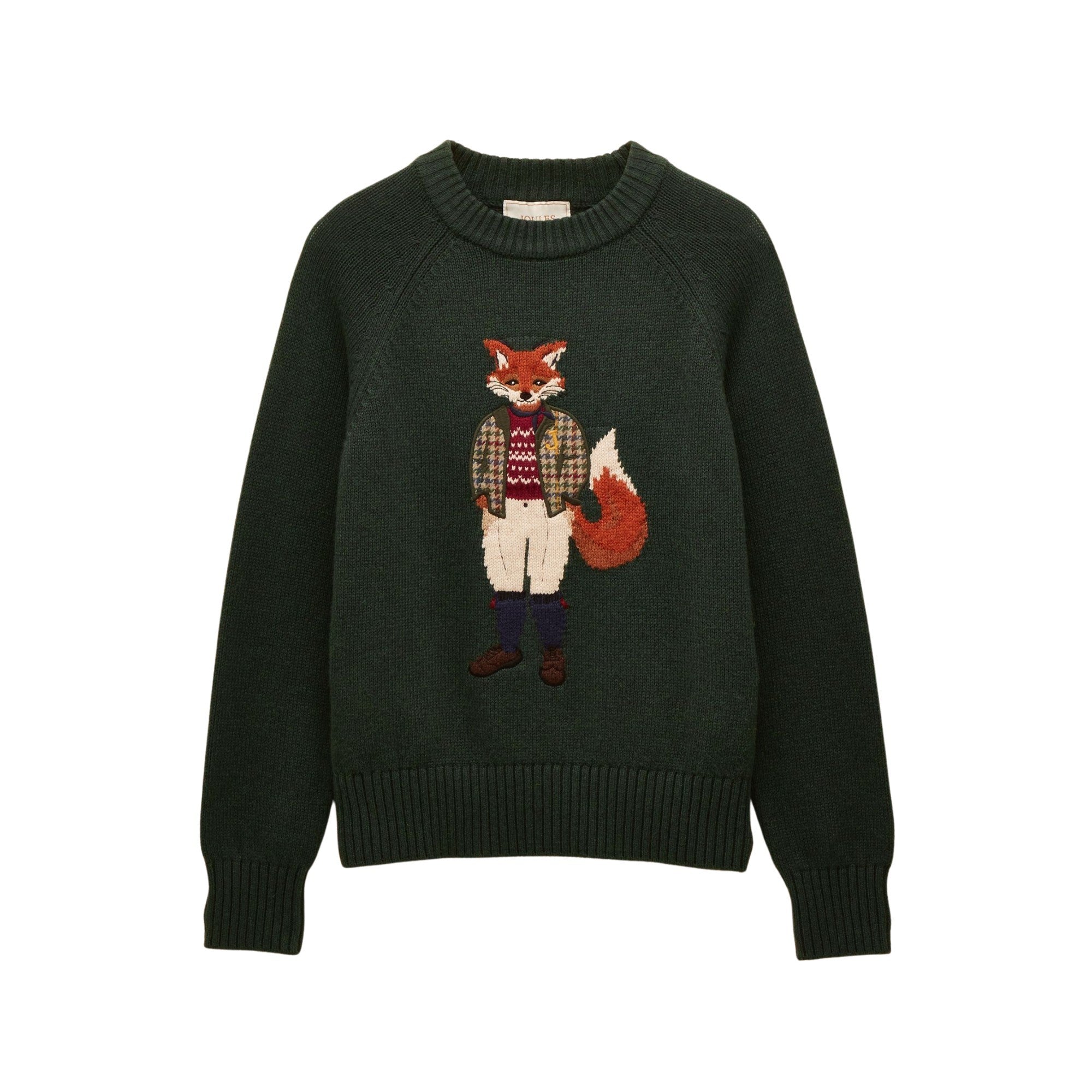 Joules Womens Jonty Fox Knitted Sweatshirt - Green