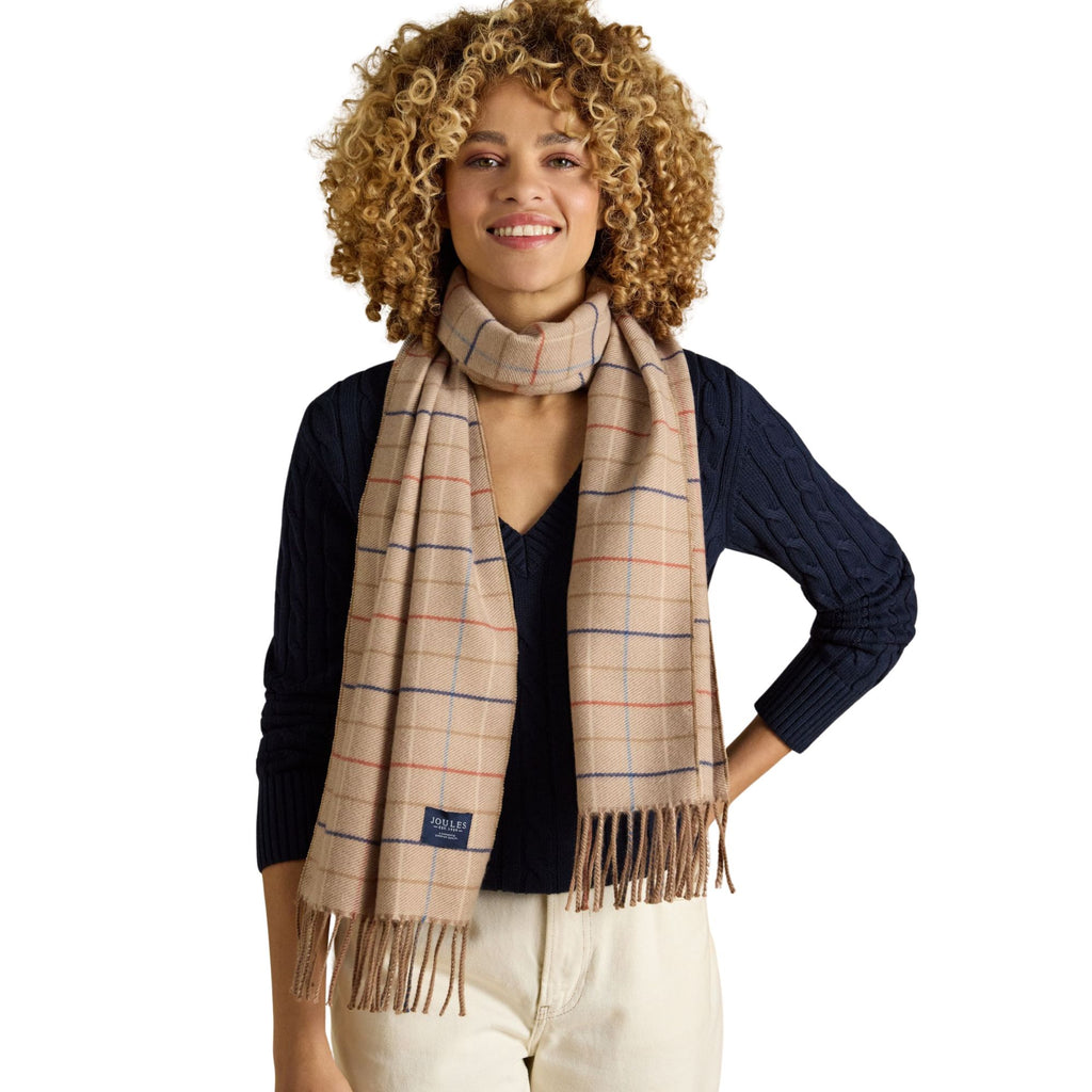 Joules Womens Langtree Scarf - Neutral Check