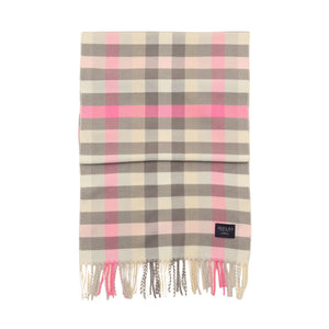 Joules Womens Langtree Scarf - Pink/Grey Gingham