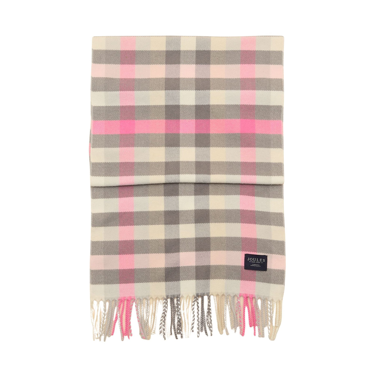 Joules Womens Langtree Scarf - Pink/Grey Gingham