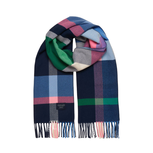 Joules Womens Langtree Scarf - Navy/Pink Check Hover Image