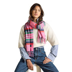 Joules Womens Langtree Scarf - Pink/Green Check