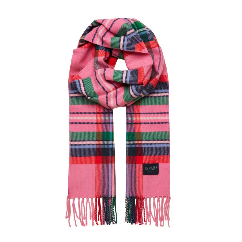 Joules Womens Langtree Scarf - Pink/Green Check