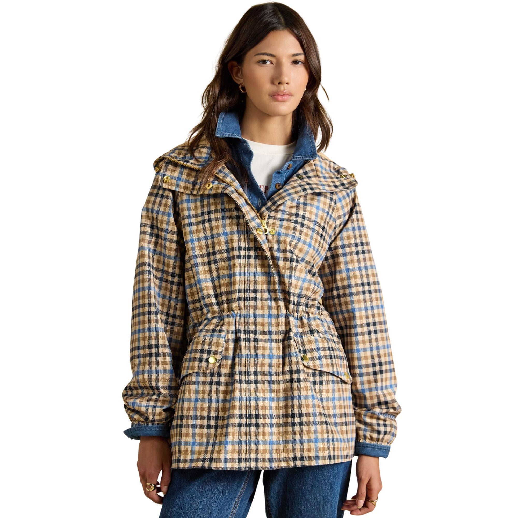 Joules Womens Everdry Coat - Tan Check