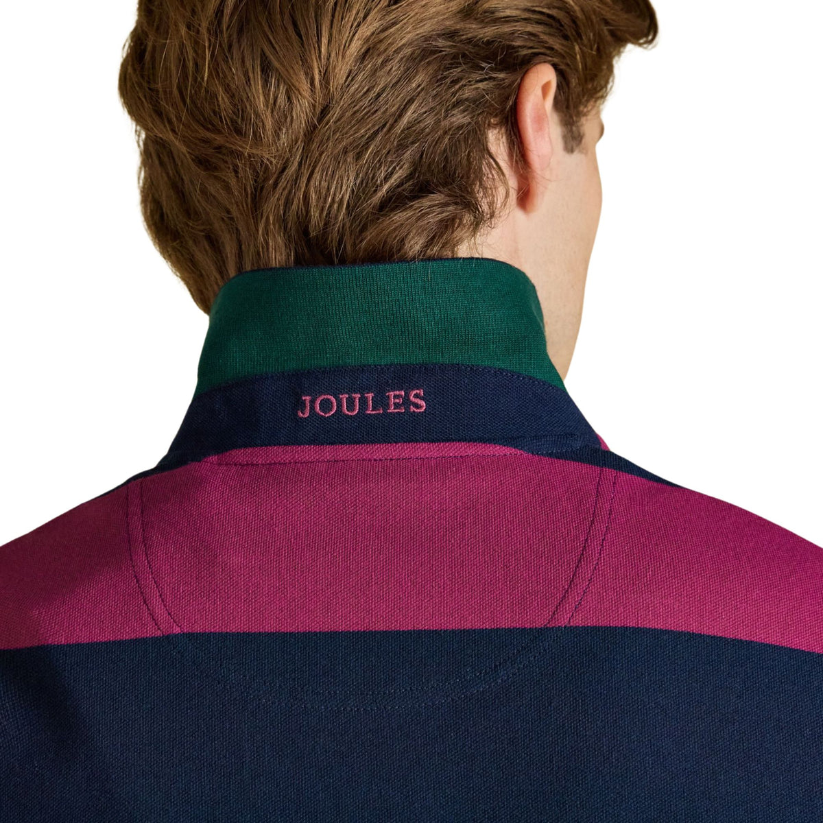 Joules Mens Woody Stripe Polo Shirt - Berry Pink