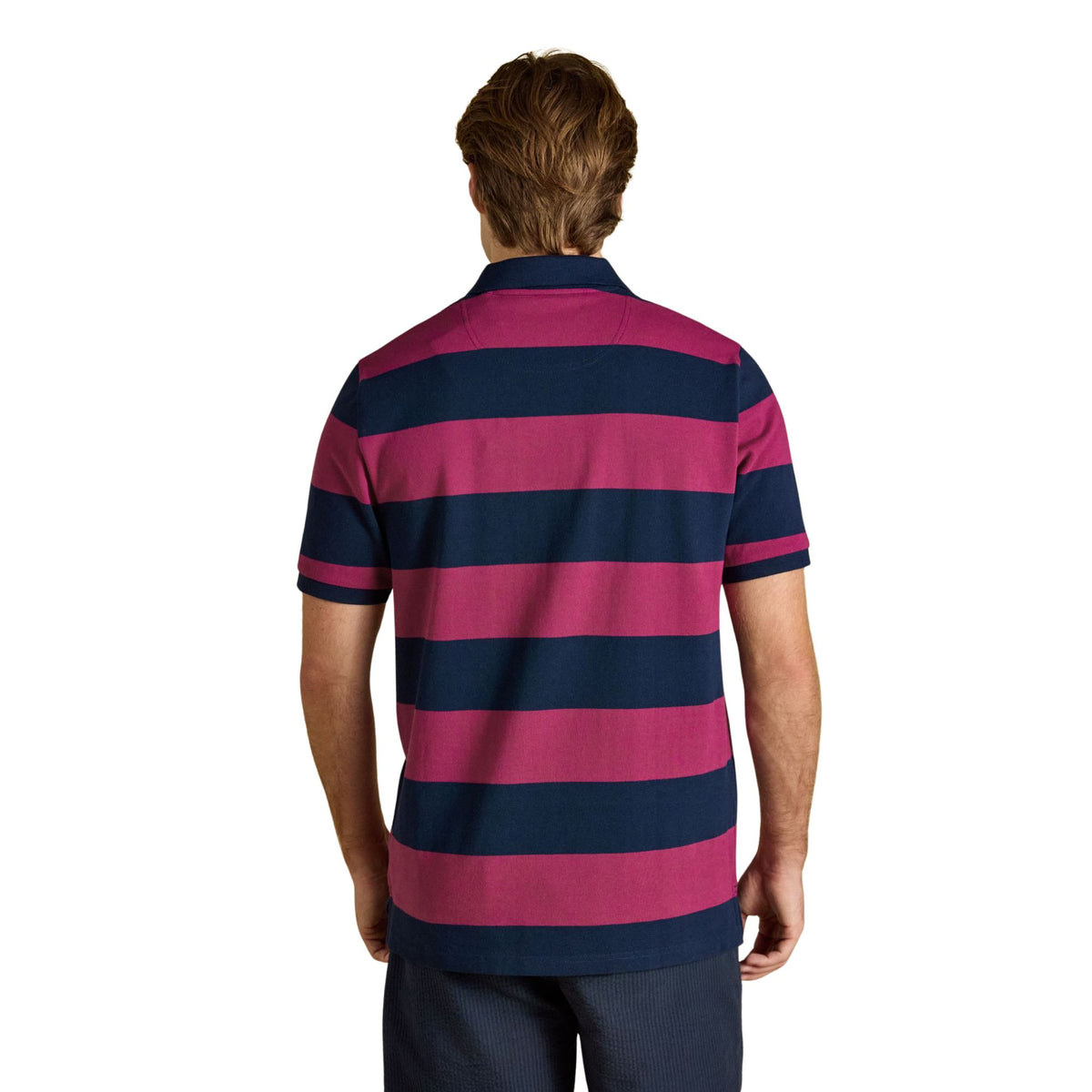 Joules Mens Woody Stripe Polo Shirt - Berry Pink