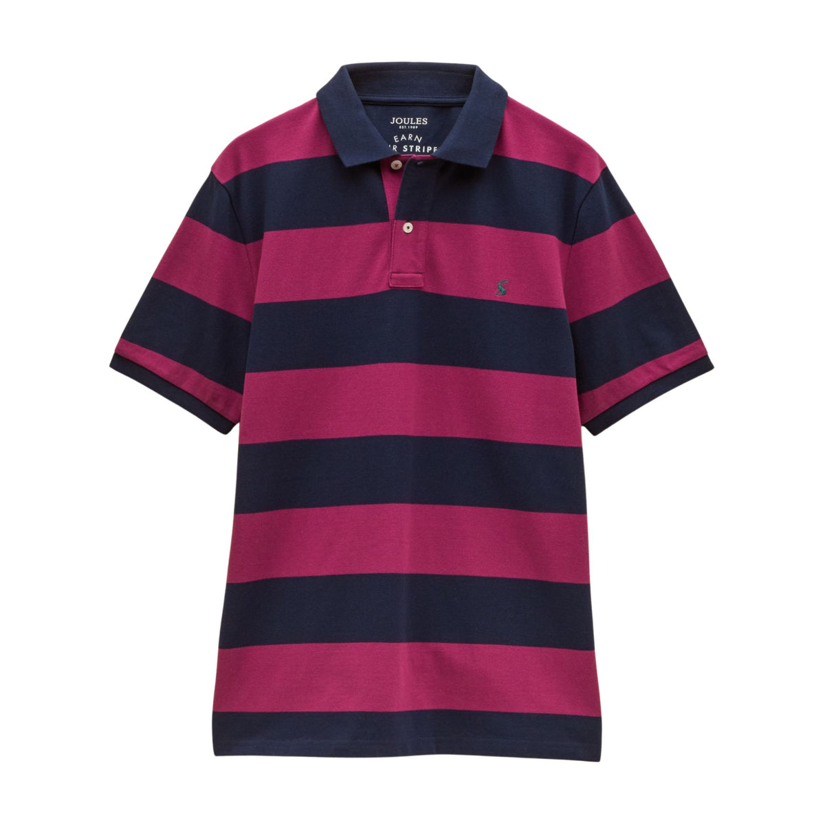 Joules Mens Woody Stripe Polo Shirt - Berry Pink