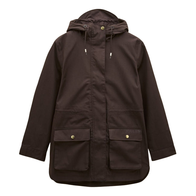 Joules Womens Portwell Coat - Chocolate Brown Hover Image