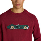 Joules Mens Intarsia Crew Car Jumper - Burgundy Red