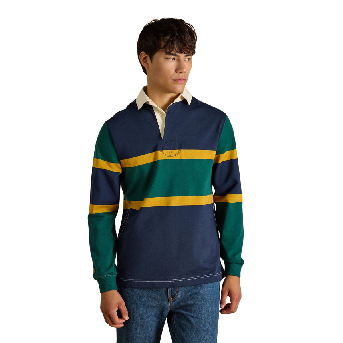 Joules Mens Hotchpotch Embellished Rugby Rugby Shirt - Green/Navy