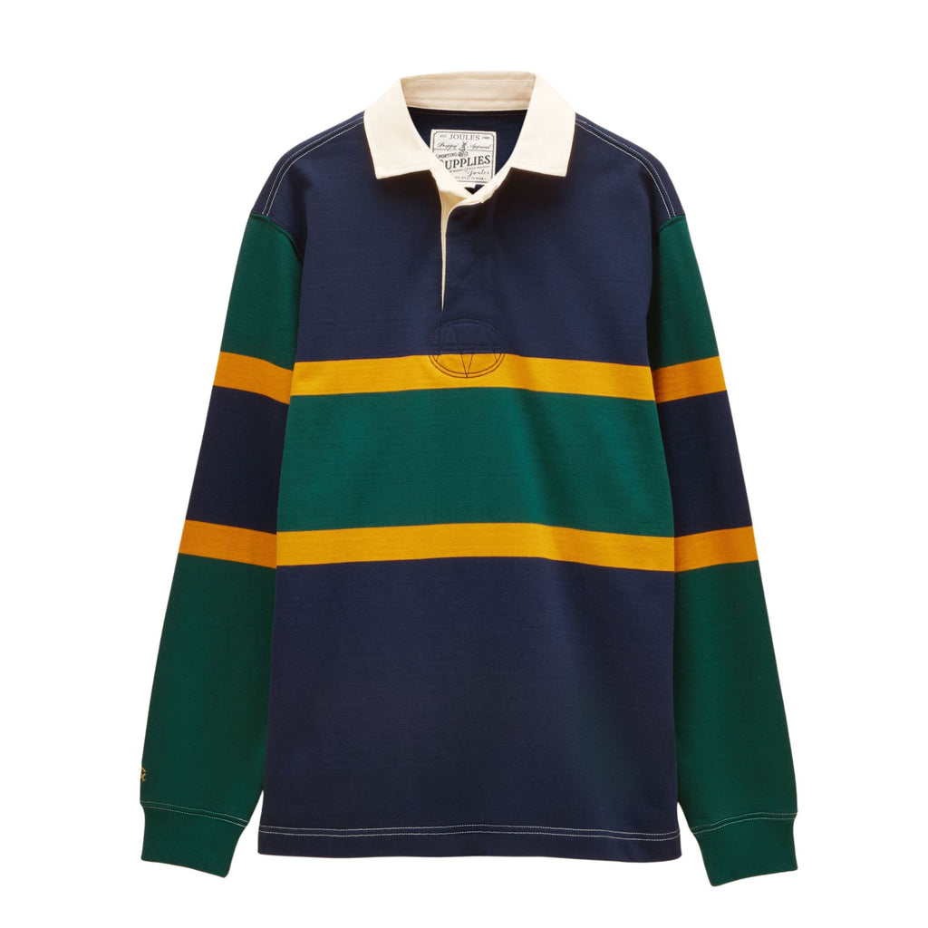 Joules Mens Hotchpotch Embellished Rugby Rugby Shirt - Green/Navy