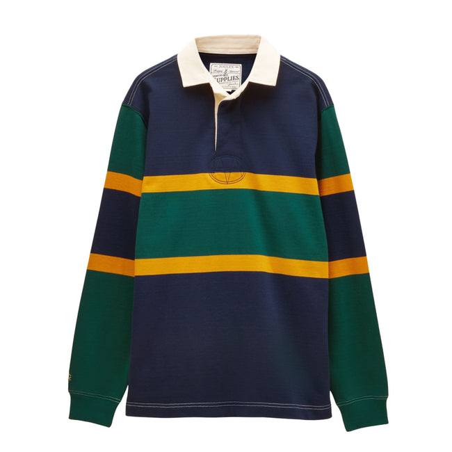Joules Mens Hotchpotch Embellished Rugby Rugby Shirt - Green/Navy Hover Image