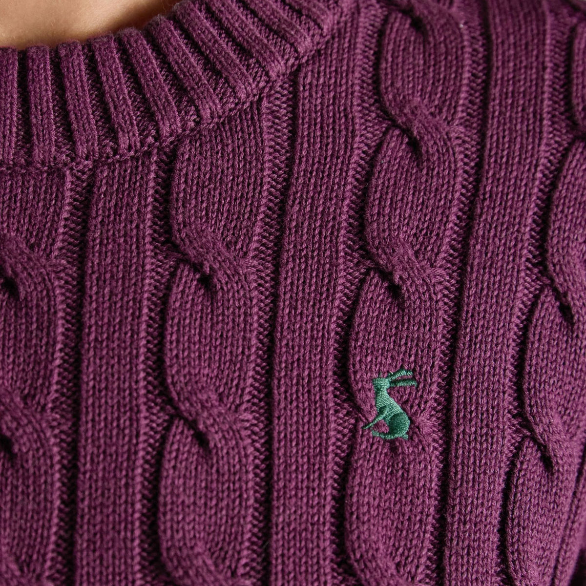 Joules Womens Classic Cable Jumper - Wine