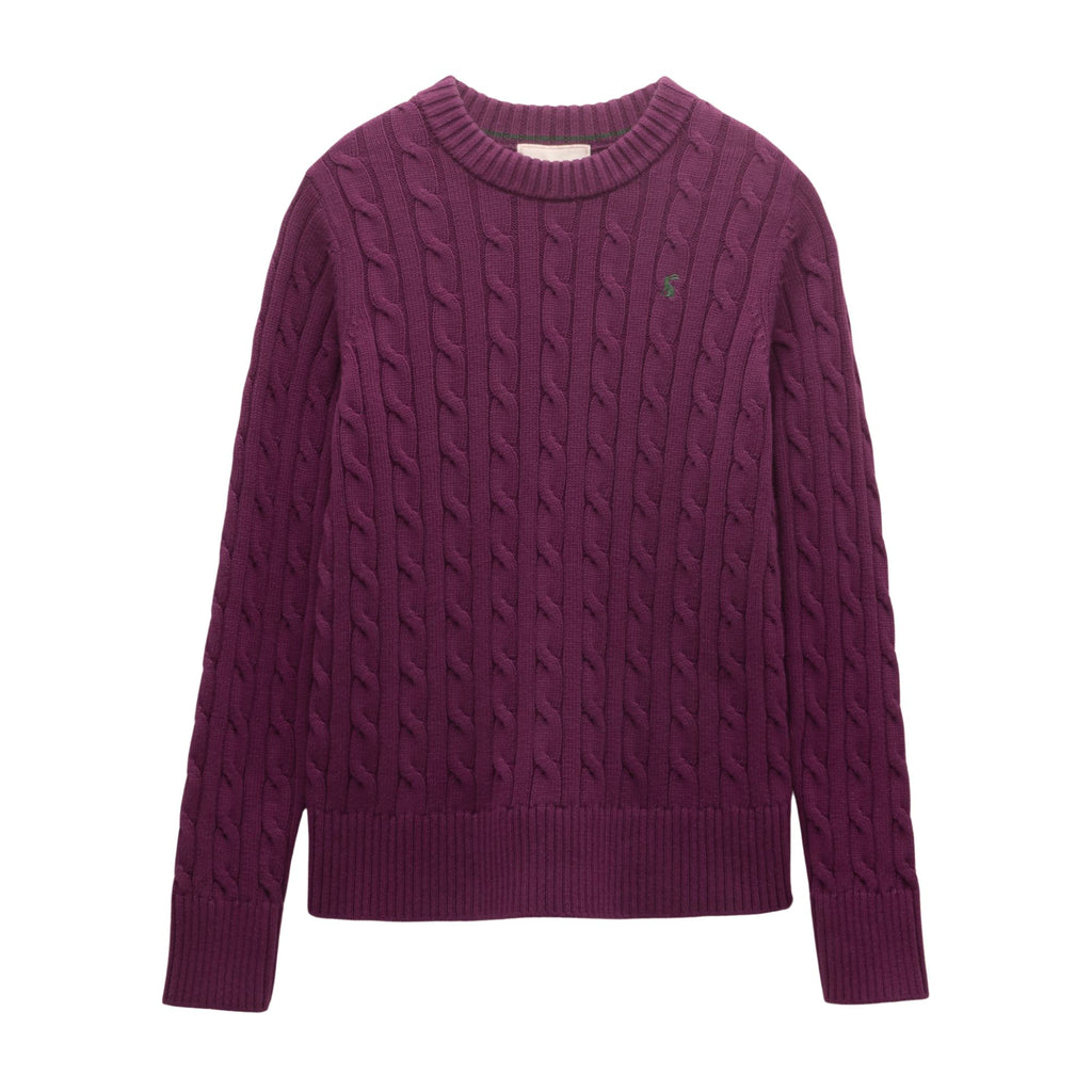 Joules Womens Classic Cable Jumper - Wine