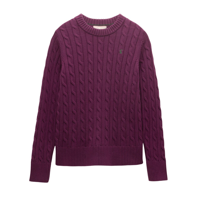 Joules Womens Classic Cable Jumper - Wine Hover Image