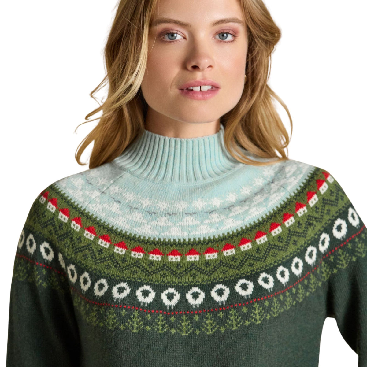 Joules Womens Landscape Fairisle Jumper - Green
