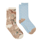 Joules Womens Everyday 2 Pack Socks - Oat Woodland