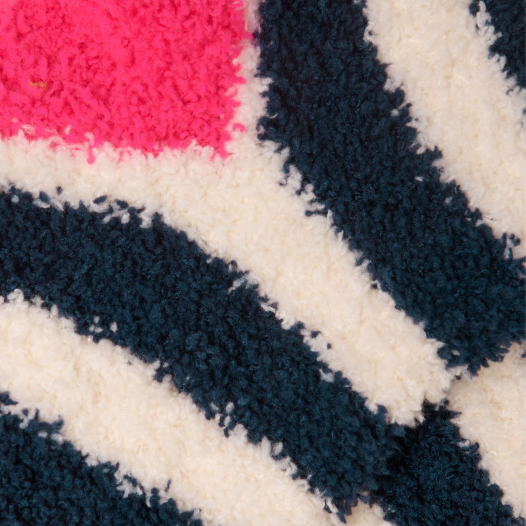 Joules Womens Fluffy Socks - Navy Cream Stripe
