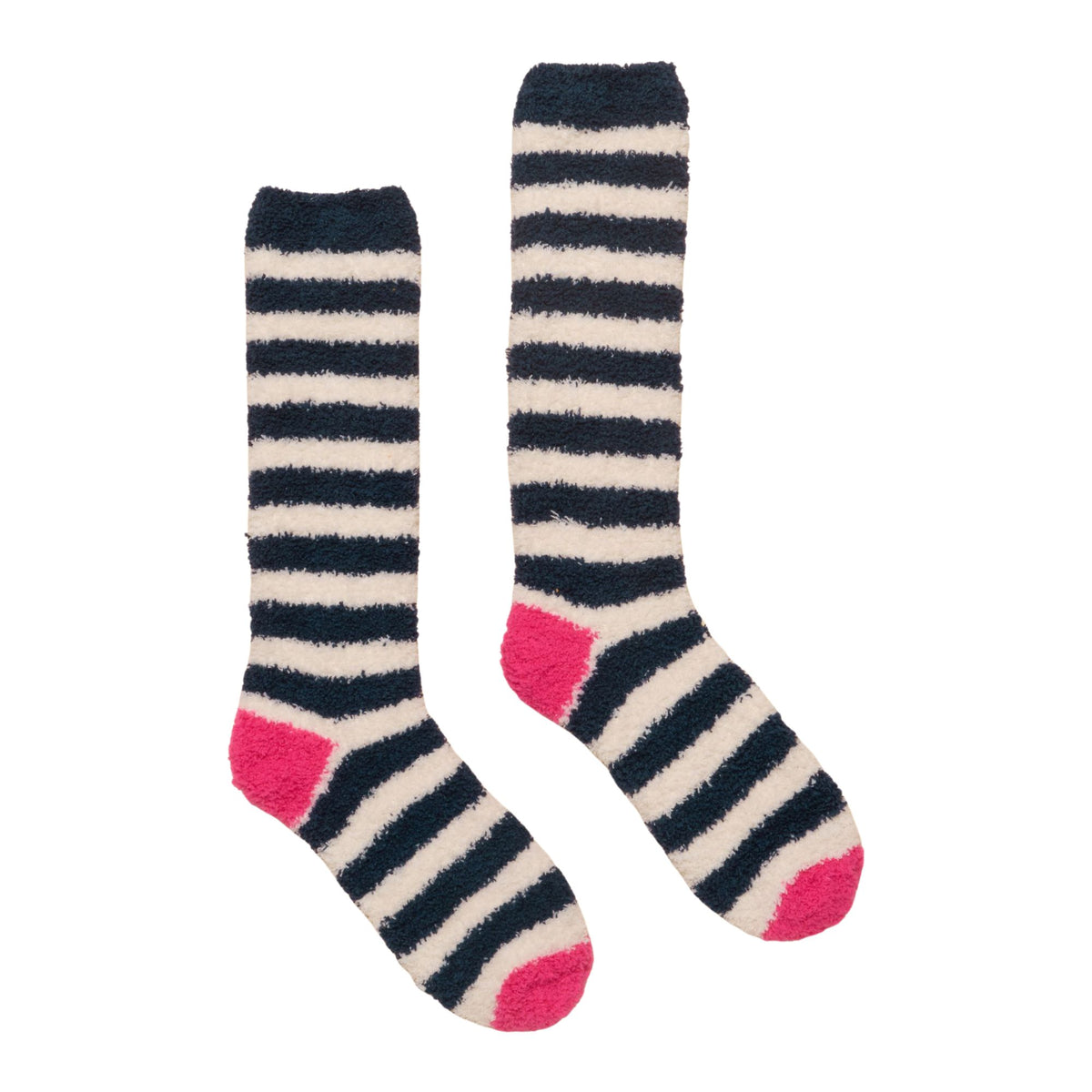 Joules Womens Fluffy Socks - Navy Cream Stripe