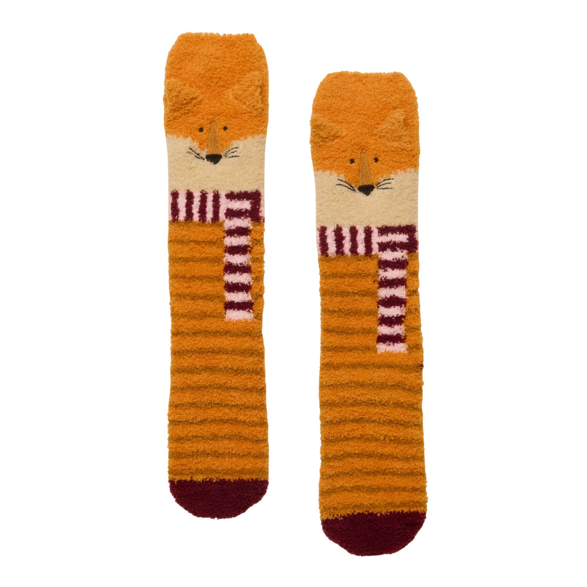 Joules Womens Novelty Fluffy Socks - Orange Fox
