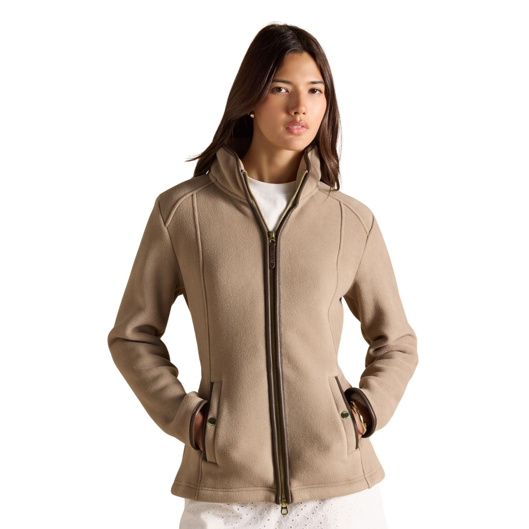 Joules Womens Heritage Full Zip Fleece - Mink Brown