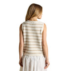 Joules Womens Holly Button Tank Tank Top - Cream Stripe