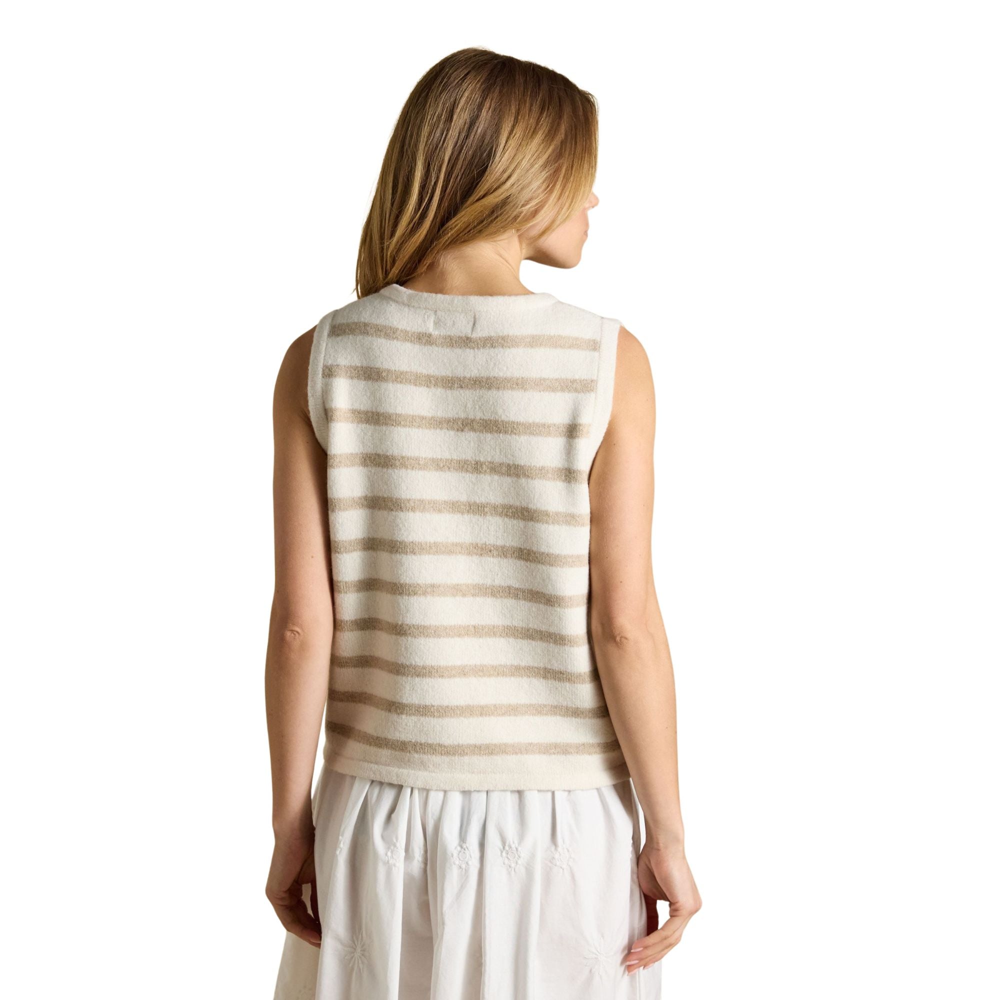 Joules Womens Holly Button Tank Tank Top - Cream Stripe