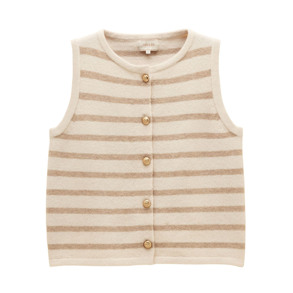 Joules Womens Holly Button Tank Tank Top - Cream Stripe