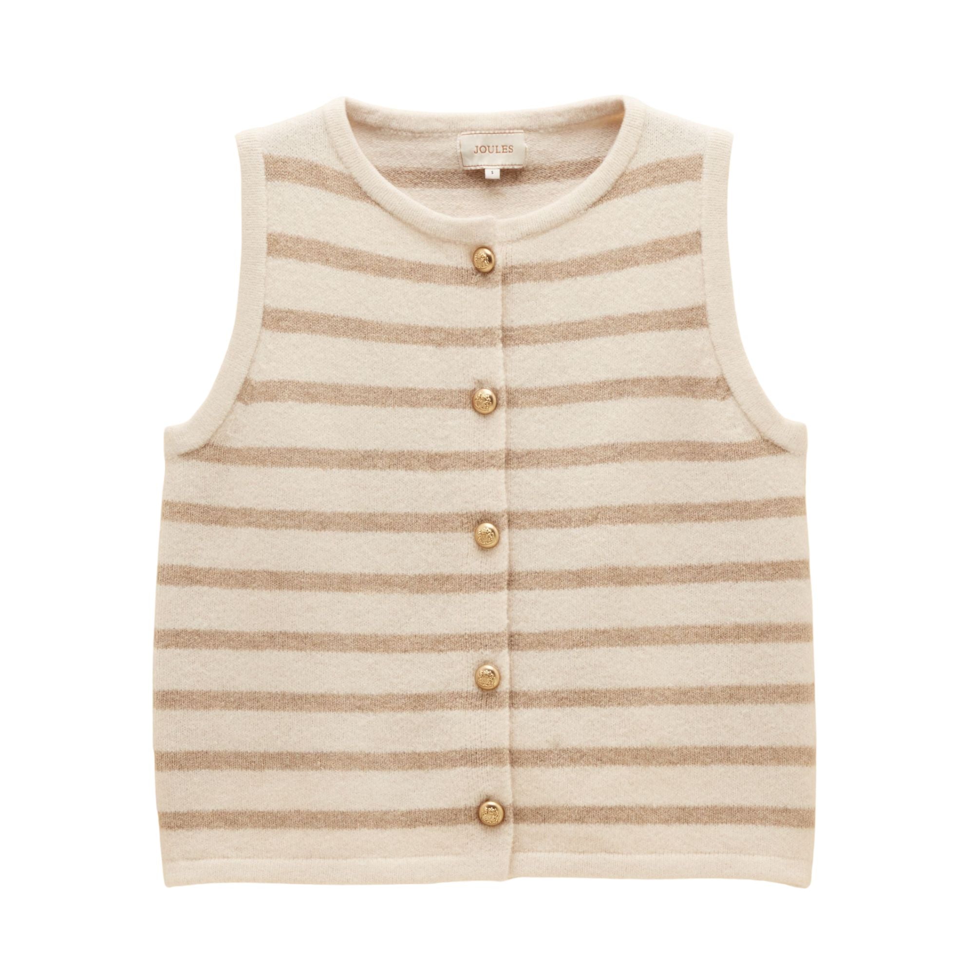 Joules Womens Holly Button Tank Tank Top - Cream Stripe