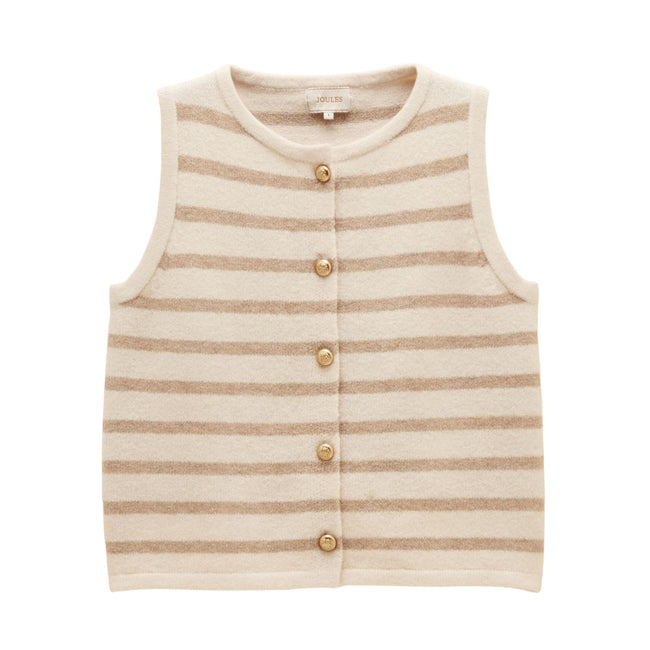 Joules Womens Holly Button Tank Tank Top - Cream Stripe Hover Image