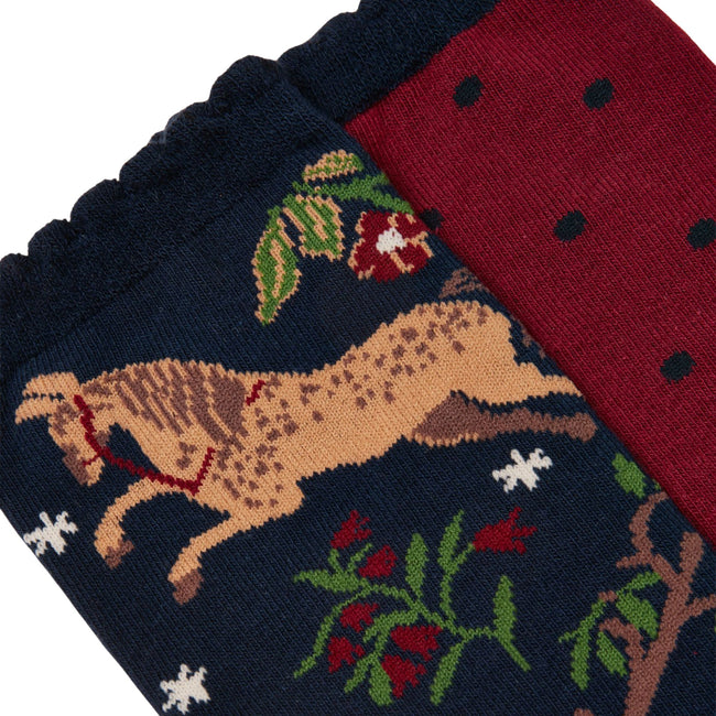 Joules Womens Everyday 2 Pack Socks - Navy Woodland Main Image