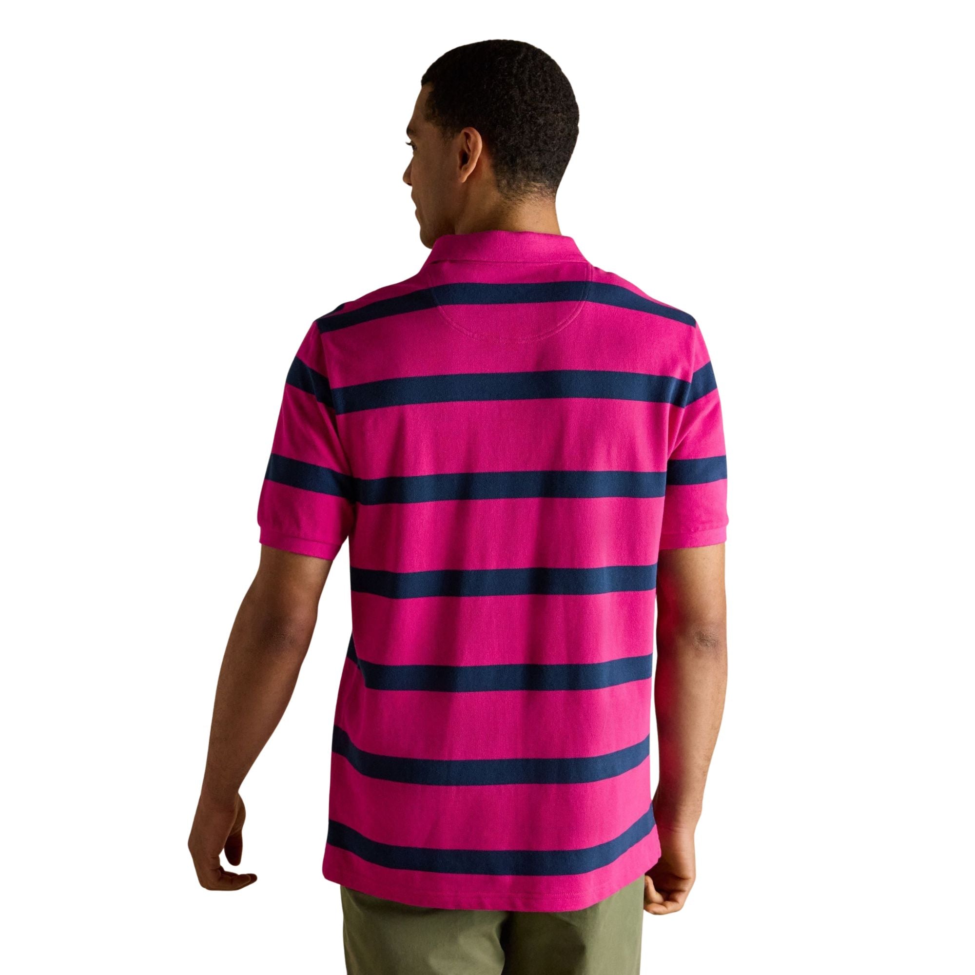 Joules Mens Woody Stripe Polo Shirt - Pink/Blue