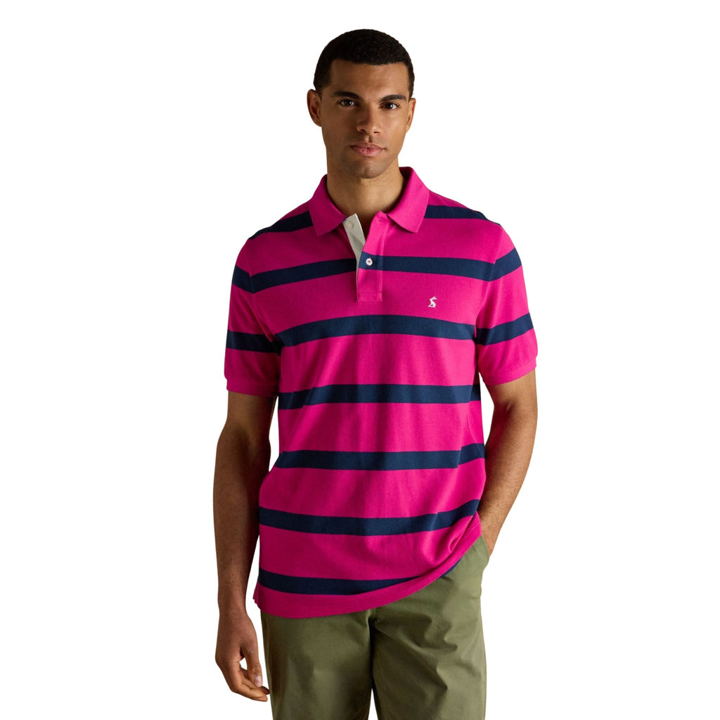 Joules Mens Woody Stripe Polo Shirt - Pink/Blue