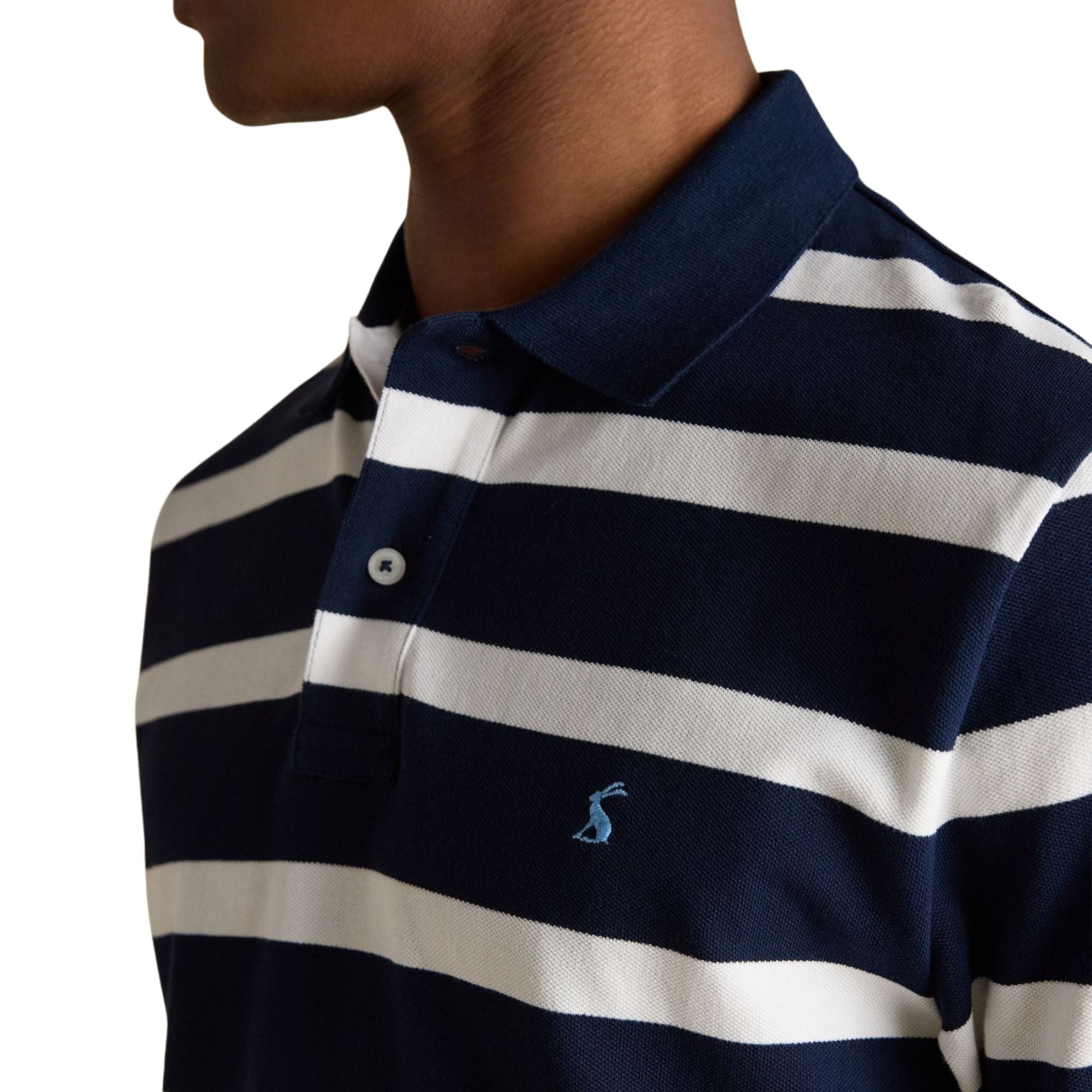 Joules Mens Woody Stripe Polo Shirt - Navy/White